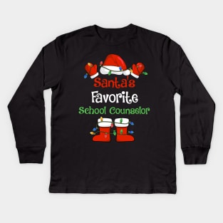 Santa's Favorite School Counselor Funny Christmas Pajamas Kids Long Sleeve T-Shirt